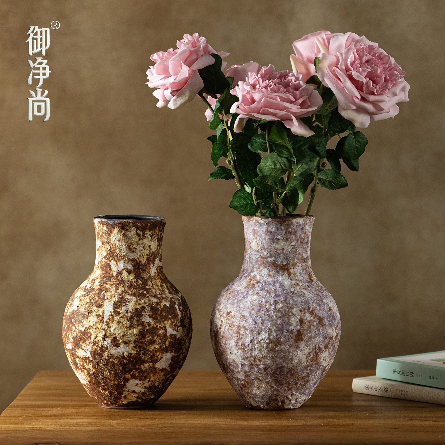 【御净尚】景德镇侘寂风粗陶花瓶复古做旧花器民宿插花水培陶罐