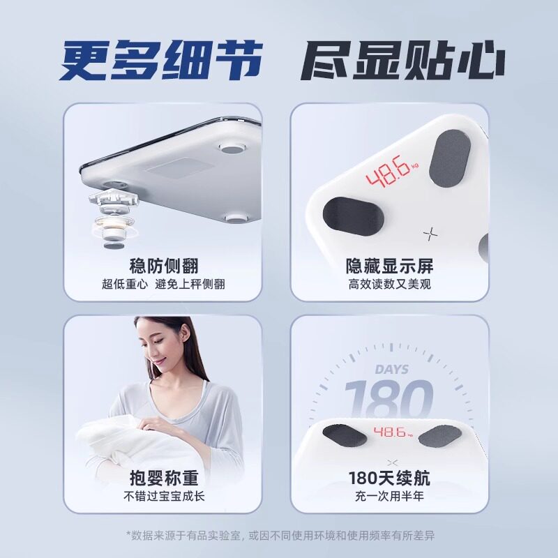 有品体脂秤智能精准家用充电体重秤人体秤电子磅多功能男女体脂称