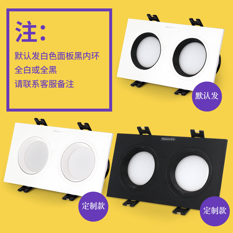 今上双头筒灯led嵌入式长方形格栅灯无主灯客厅过道双孔豆/斗胆灯