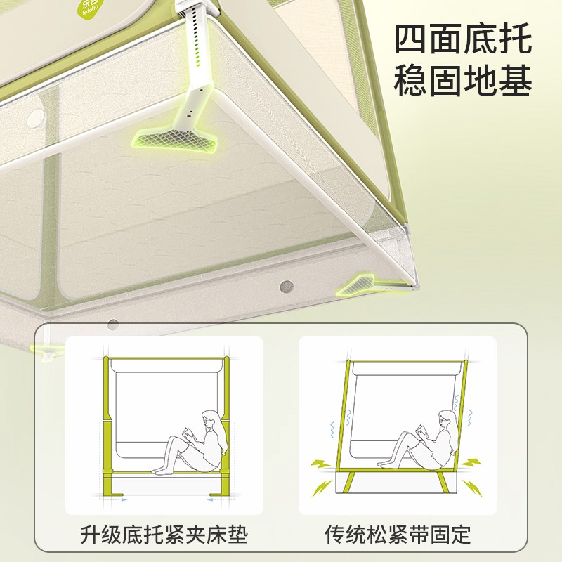 乐否防摔蚊帐2026新款儿童升降纹帐婴儿专用防掉床家用卧室全底罩