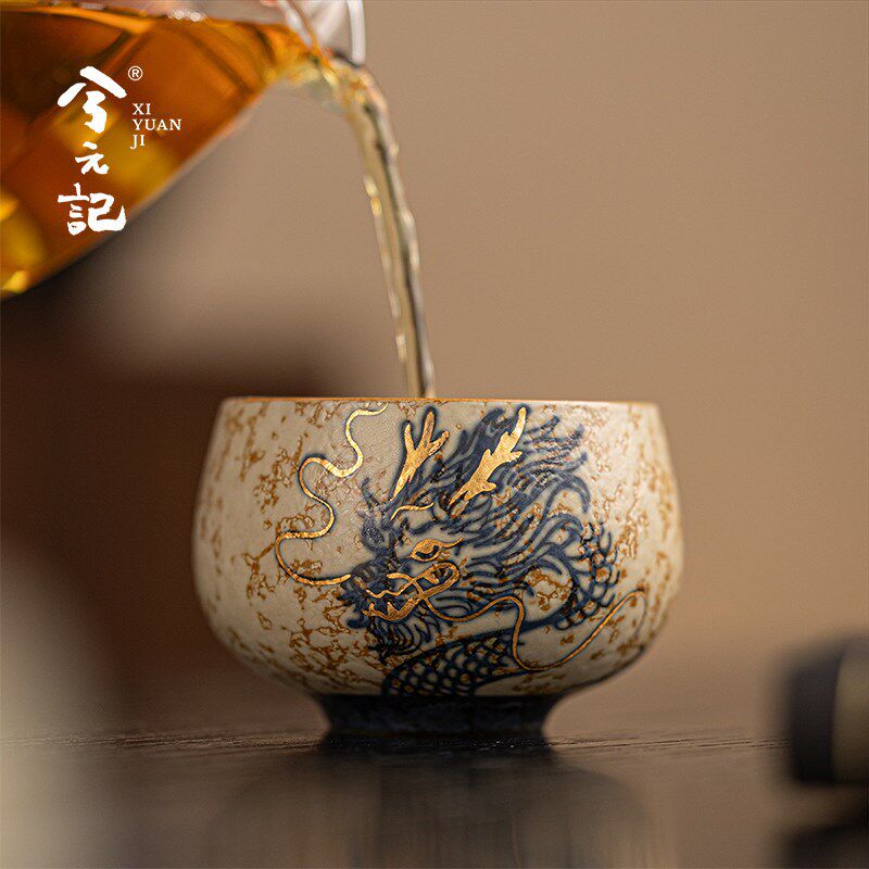 手绘青花主人杯单杯陶瓷茶杯龙杯男士个人专用高档品茗杯茶盏送礼