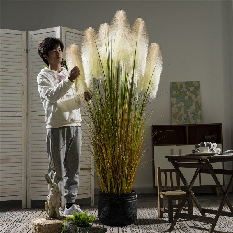 大型2023芦苇草仿真花假树绿植仿生假花落地植物盆栽摆件客厅摆设