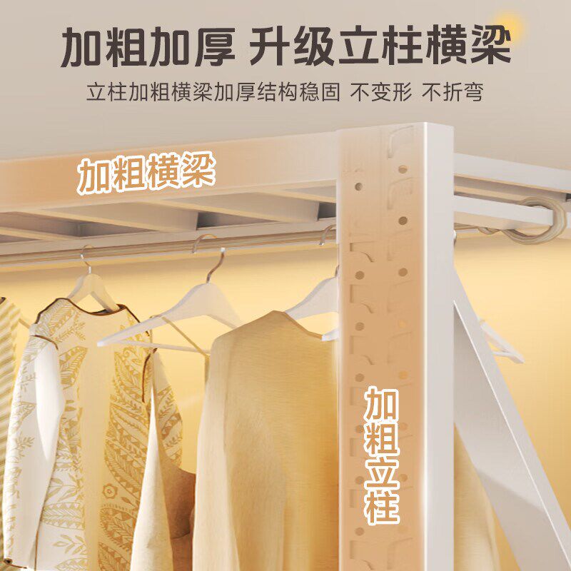 货架衣柜家用简易靠墙多层置物架洞洞板晾挂衣架服装店收纳铁架子