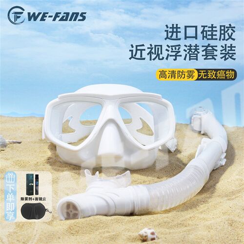 浮潜面镜三宝可配近视浮潜面罩潜水面镜浮潜装备全干式呼吸管套装