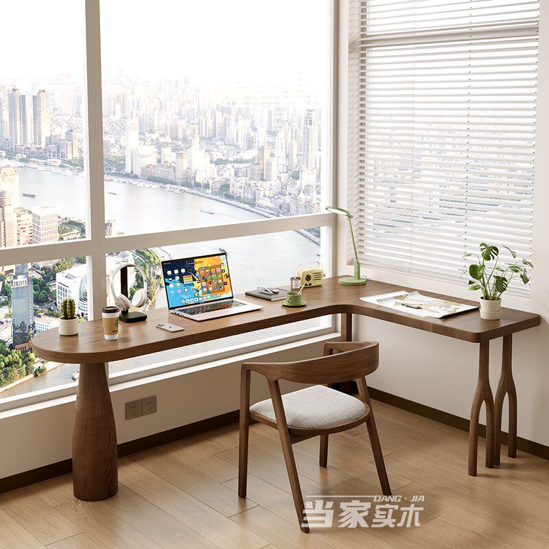 实木转角书桌学生家用学习桌电脑桌l型靠窗台写字桌双人书房卧室