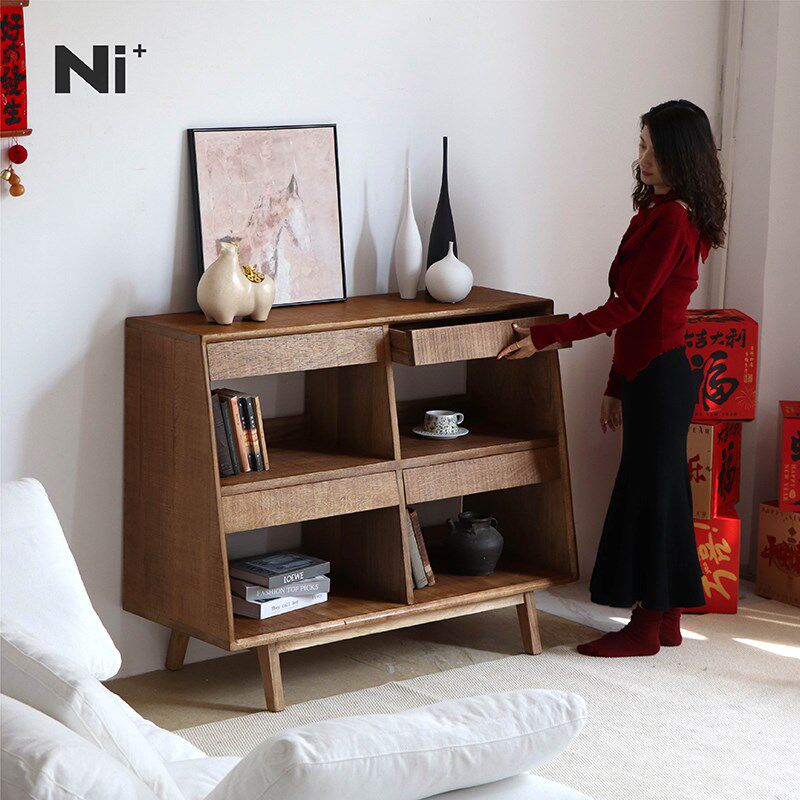 Ni尼家中古风餐边柜实木储物柜侘寂风橱柜日式民宿收纳柜复古柜子