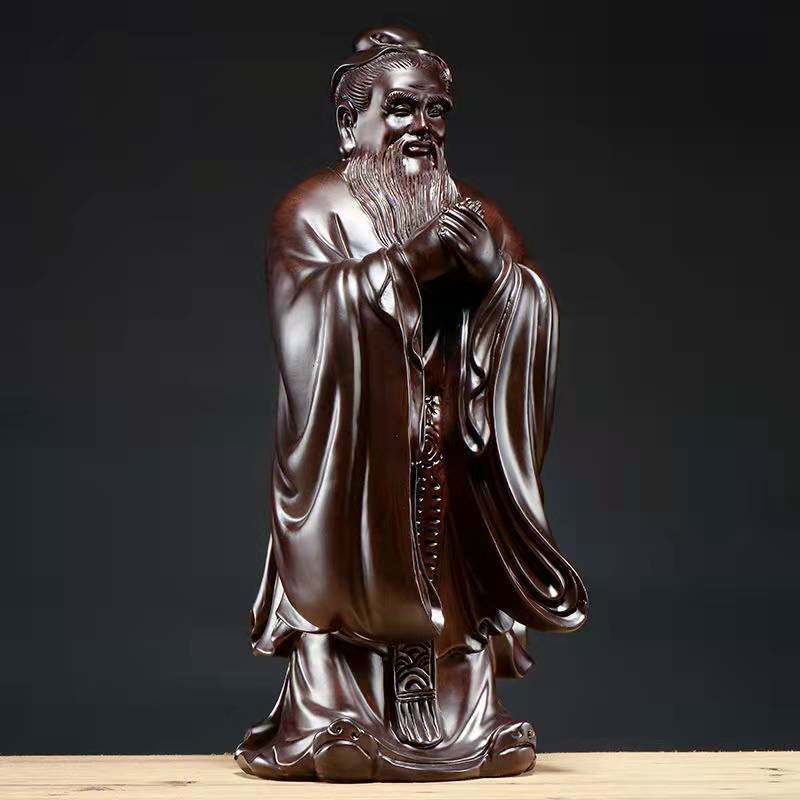 黑檀木雕孔子雕像摆件孔子佛像实木质孔子像孔夫子教师节礼物