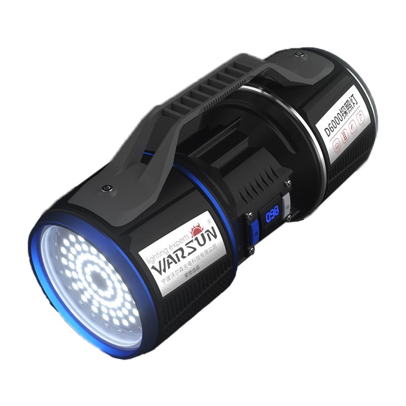 沃尔森D6000探照灯超亮大功率充电户外远射手提灯强光手电筒LED