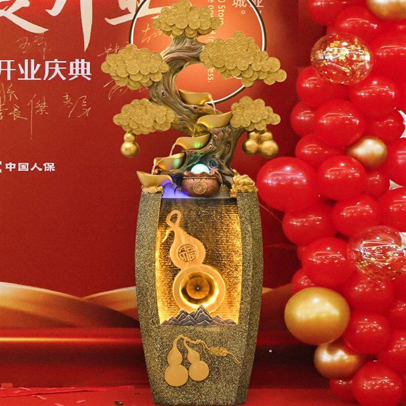 摇钱树假山葫芦流水摆件循环水开业乔迁礼物客厅门店招财风水轮