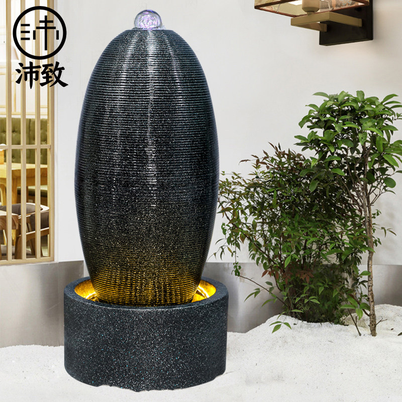 招财福蛋流水落地喷泉开业摆件欧式现代客厅创意叠水瀑布室内水景