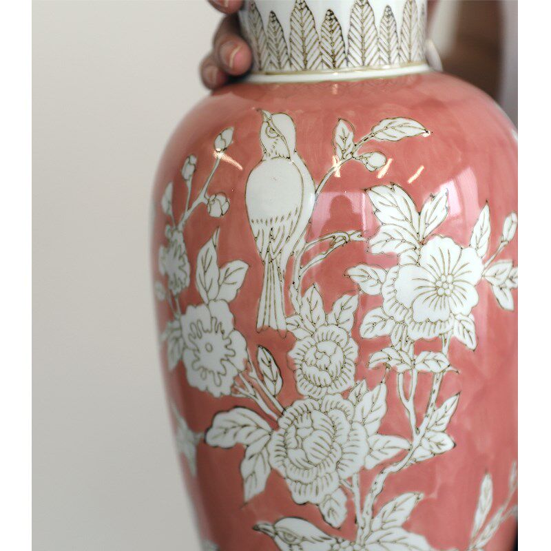 芙菡居品牙绯色灯笼瓶陶瓷花瓶客厅玄关餐桌电视柜手绘青花瓷摆件