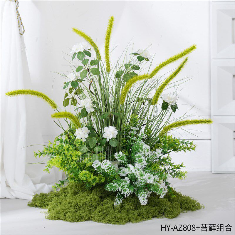 仿真狗尾巴草假花绿植摆设花艺苔藓造景植物装饰仿生草丛场景布置