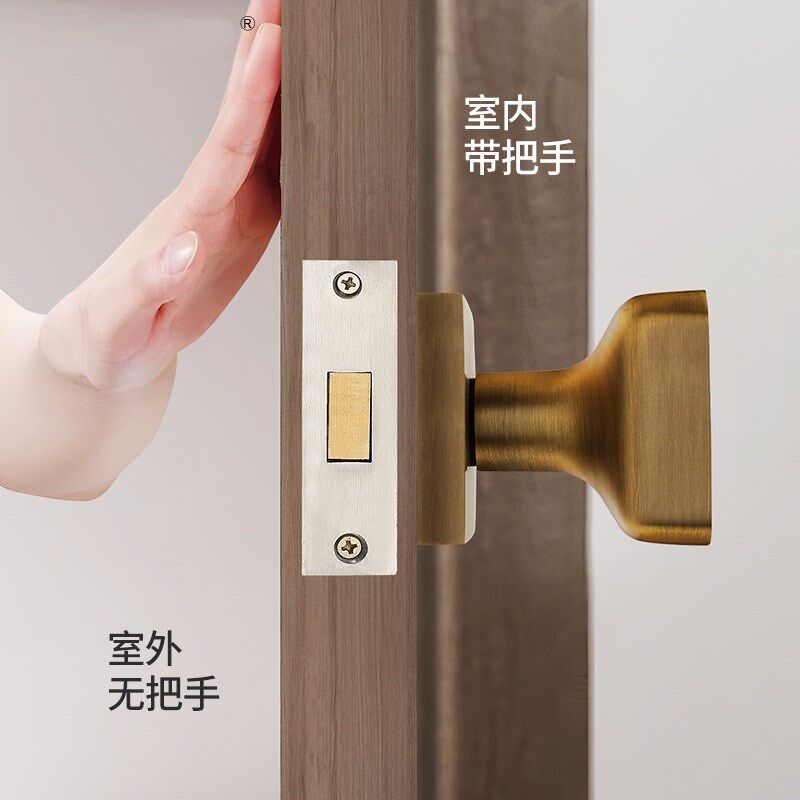 隐形门锁胡桃木家用卧室木门单边房门锁室内背景墙暗藏单面门把手