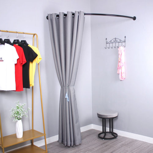 服装店C型试衣间门帘布帘更衣室帘子简易墙角换衣间换衣帘syj架子