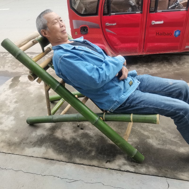 折叠竹椅躺椅午休午睡椅马甲老人椅懒椅携带椅家用简便椅靠阳背椅