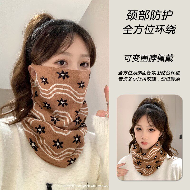 挂耳脖套女冬季骑行面罩多功能防风防寒围巾女秋冬季韩版保暖围脖