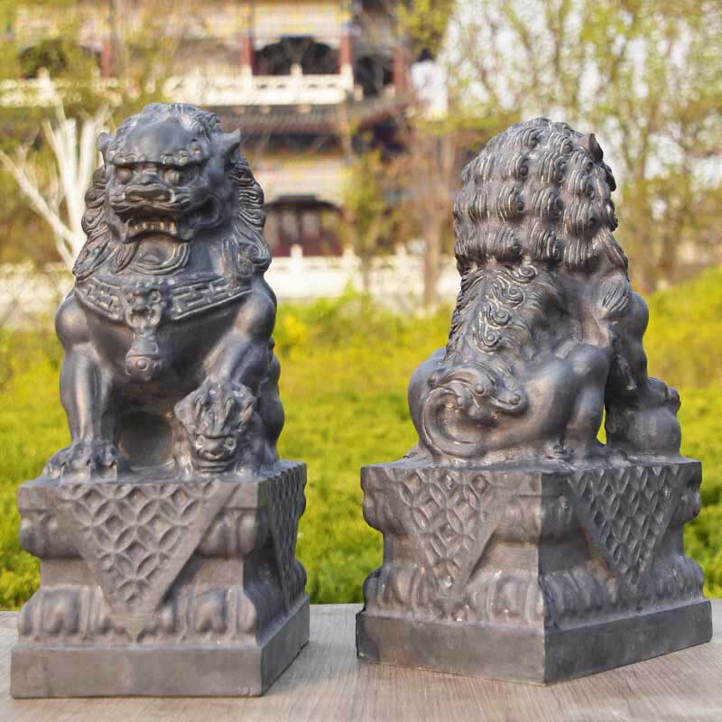 石狮子摆件一对看门镇宅家用门口墓前小号桌面石雕石头青石小狮子图片