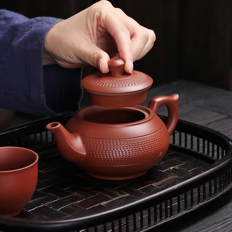 纯手工紫砂壶林永南原矿朱泥大红袍禅心壶功夫茶具泡茶壶茶杯套装