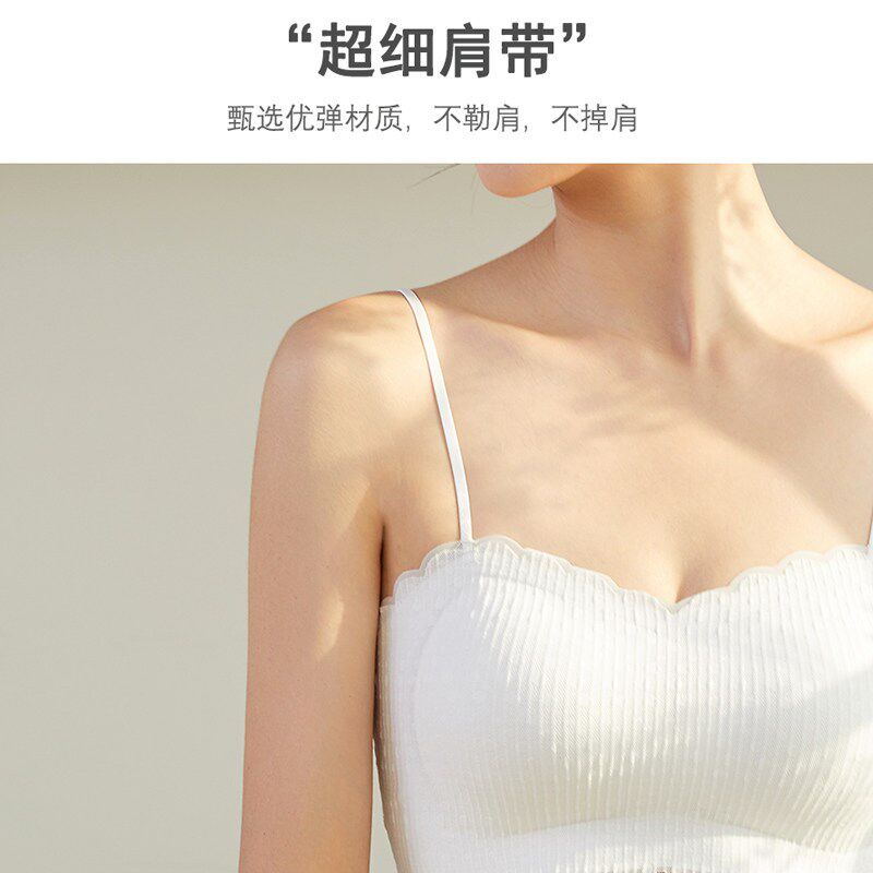 夏季内衣女小胸聚拢美背吊带加厚胸垫蕾丝抹胸少女薄款背心式文胸