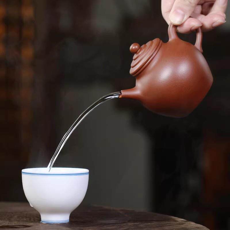 宜兴紫砂壶 原矿小红泥笠帽壶 吴俊梅手工制作 茶壶泡茶家用茶具