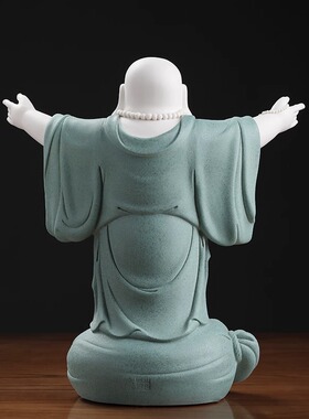 陶瓷大肚笑佛摆件招财弥勒佛像工艺品家居客厅玄关会所装饰品礼品