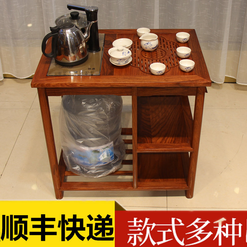 红木刺猬紫檀小茶几非洲花梨木茶台实木移动茶车带轮茶水架小户型