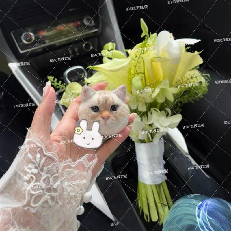 羊毛毡纯手工定制猫狗宠物胸花胸针专属定制新娘新郎结婚胸花手腕
