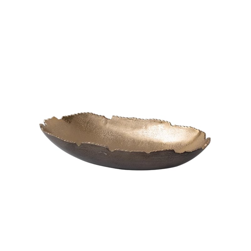 印度进口长条形金属果盘长方形水果托盘样板间茶几软装饰品摆件
