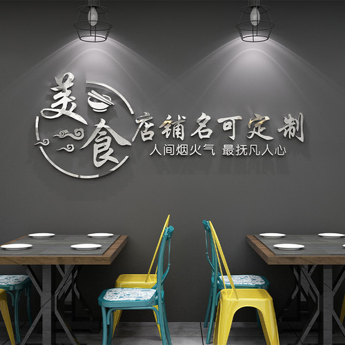 饭店小吃烧烤火锅店餐厅面馆吧台背景墙面装饰logo定制店名制作自