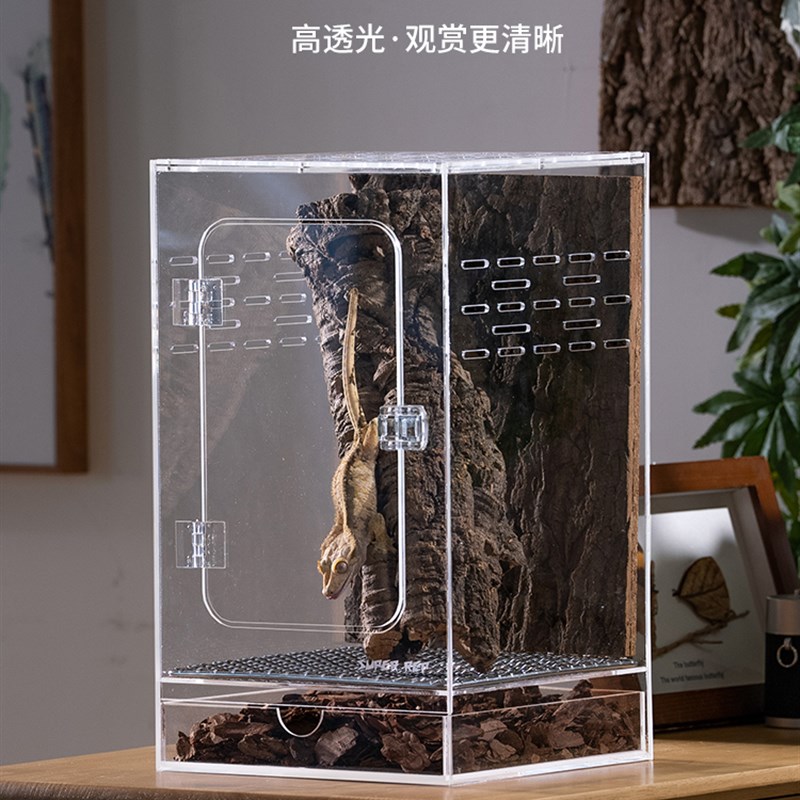 爬虫亚克力透气饲养箱睫角树栖宠物姥爷蛙专用全景雨林造景生态缸