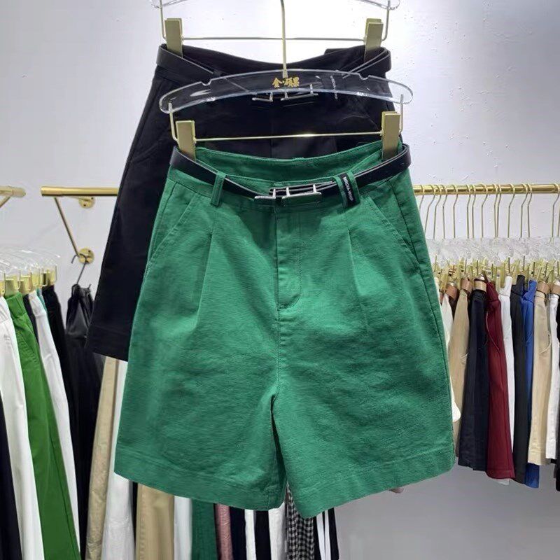 大码胖妹妹mm休闲短裤女夏季2025高腰工装裤显瘦五分阔腿裤中裤子