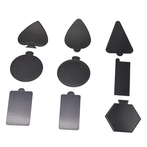 圆形三角形方形小蛋糕纸托银卡垫甜品慕斯黑纸卡底托纸垫100张/包