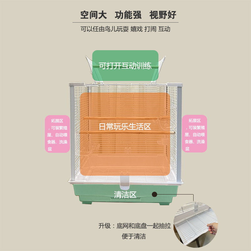 鹦鹉鸟笼虎皮牡丹玄凤专用笼子防溅防洒家用大号别墅鸟笼子