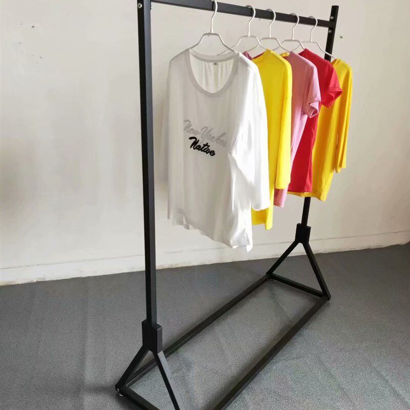 金色衣架杆服装店男女货架展示架落地式A字架侧挂架衣服架子铁艺