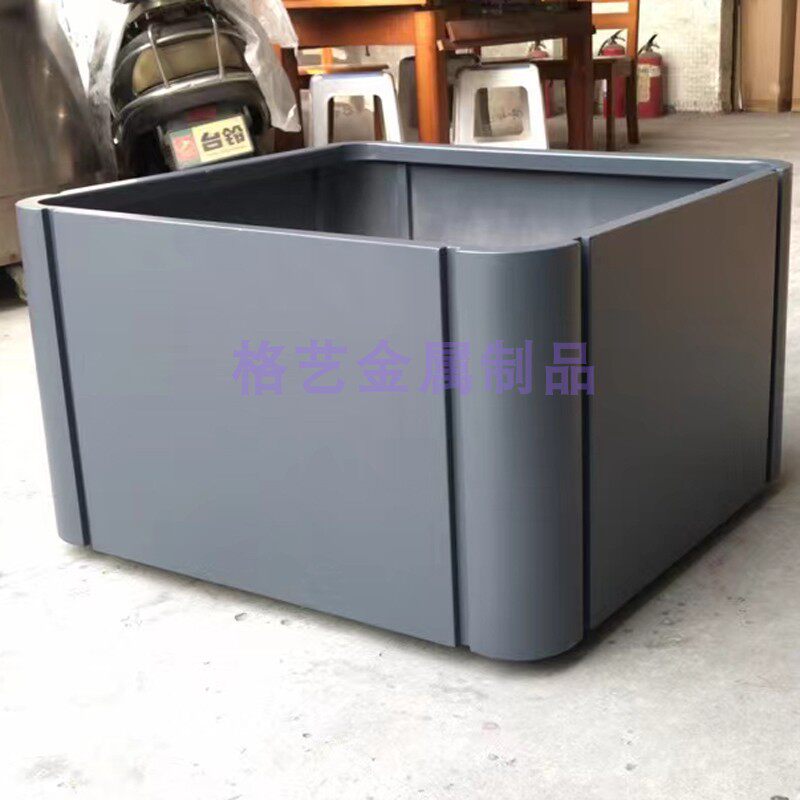 不锈钢花瓶 金属花钵 方形仿木纹/大理石纹花器大花盆尺寸可定制