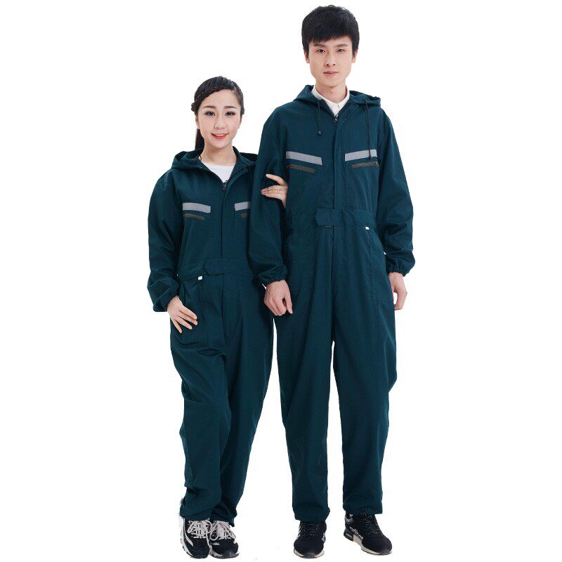 2019带帽连体工作服反光条男女汽修工程服防尘污服喷漆耐磨劳保服