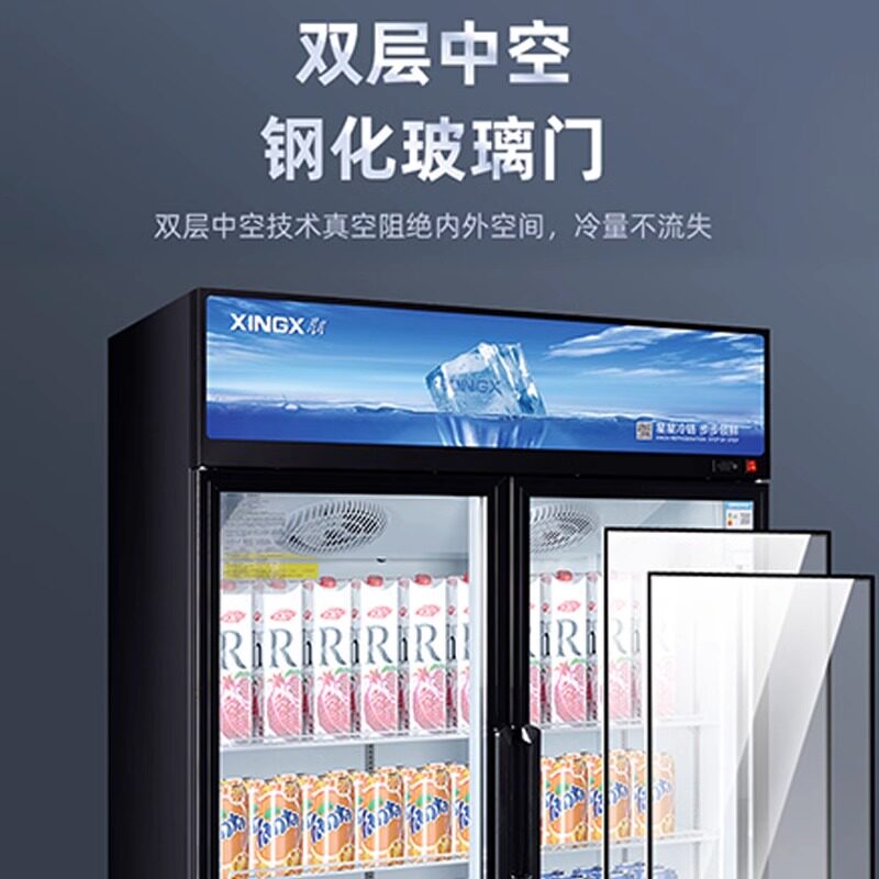 星星冰柜立式冷藏展示柜商用大容量双门三门饮料保鲜柜超市冷柜