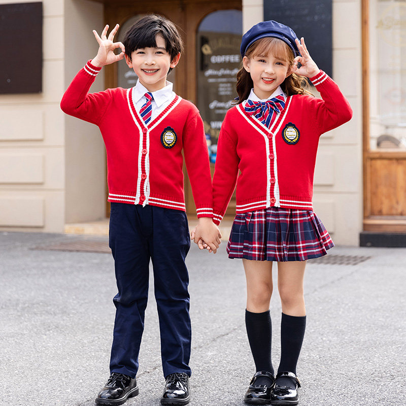 英伦风幼儿园园服校服套装小学生班服春秋背心领结四件套秋季新款