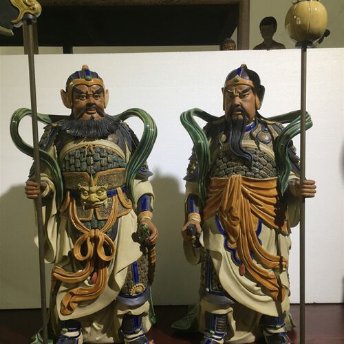 石湾公仔陶瓷尉迟恭门神手工家居摆件店铺玄关古代门神门官摆件