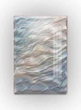 玄关亚克力立体纸画装饰画艺现代轻奢皮革设计师样板间布料实物画