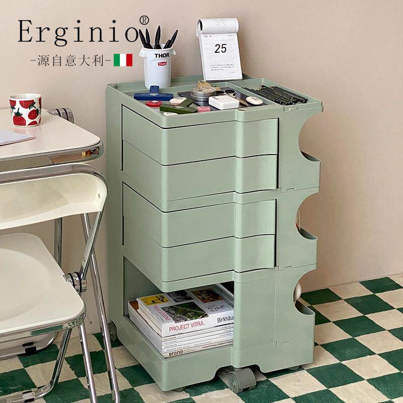 Erginio意大利多层可收纳旋转柜家用收纳柜带轮小推车移动收纳柜
