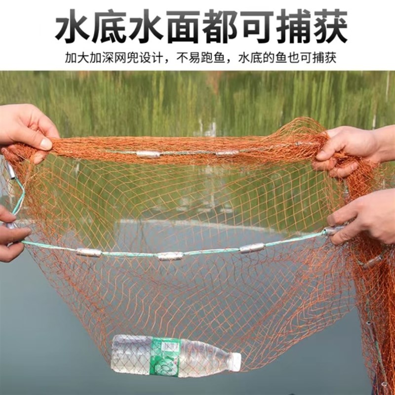 老式轮胎线撒网手抛网渔网旋网撒网钢坠铅坠捕鱼网手抛渔网捉鱼网