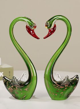琉璃手天鹅艺术摆件现代简约客厅玄关桌面样板间新婚装饰品结婚送