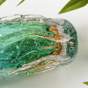 湖水蓝琉璃花瓶 轻奢高级感客厅插花玻璃艺术干花器 餐桌装饰摆件
