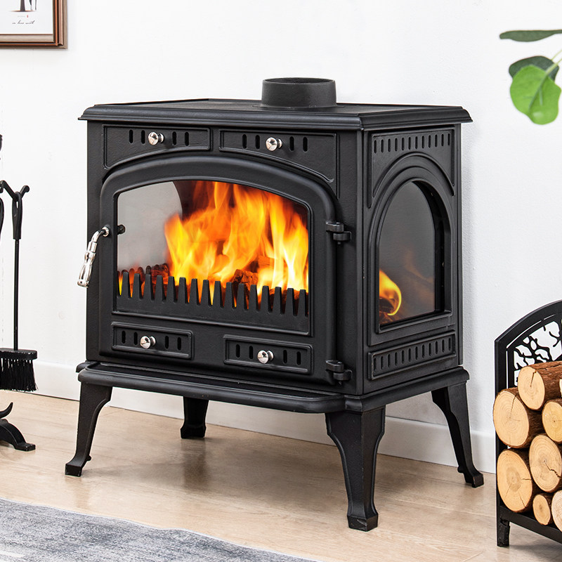 全铸铁真火烧柴壁炉家用室内燃柴取暖炉冬季别墅客厅烤火木柴炉子