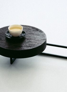 创意组合茶台小茶盘茶托盘功夫茶具底座花托架黑檀木铁艺壶承日式