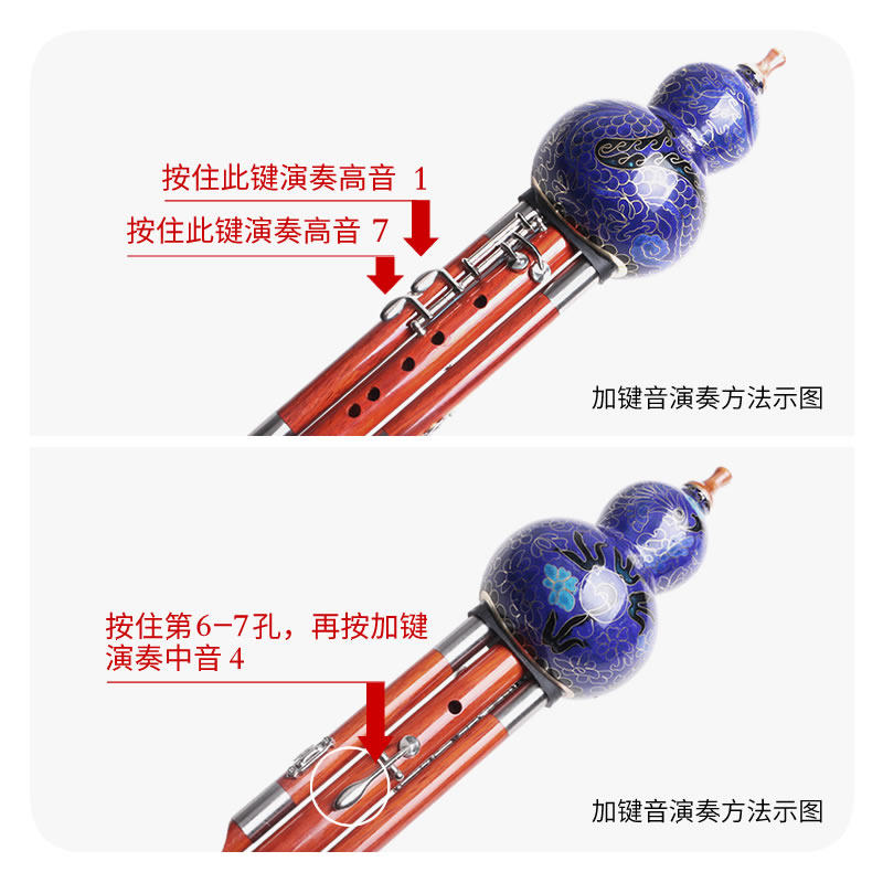 王大叔七孔加键葫芦丝景泰蓝乐器C/降B调g/f调演奏型成人9孔新艺