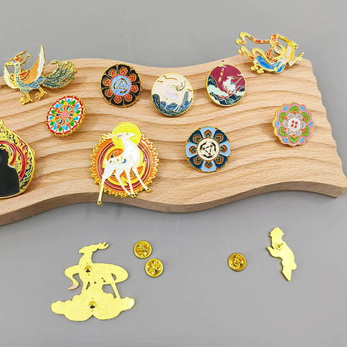 敦煌九色鹿飞天徽章胸针文创胸章公开三兔共耳创意生日礼物配饰