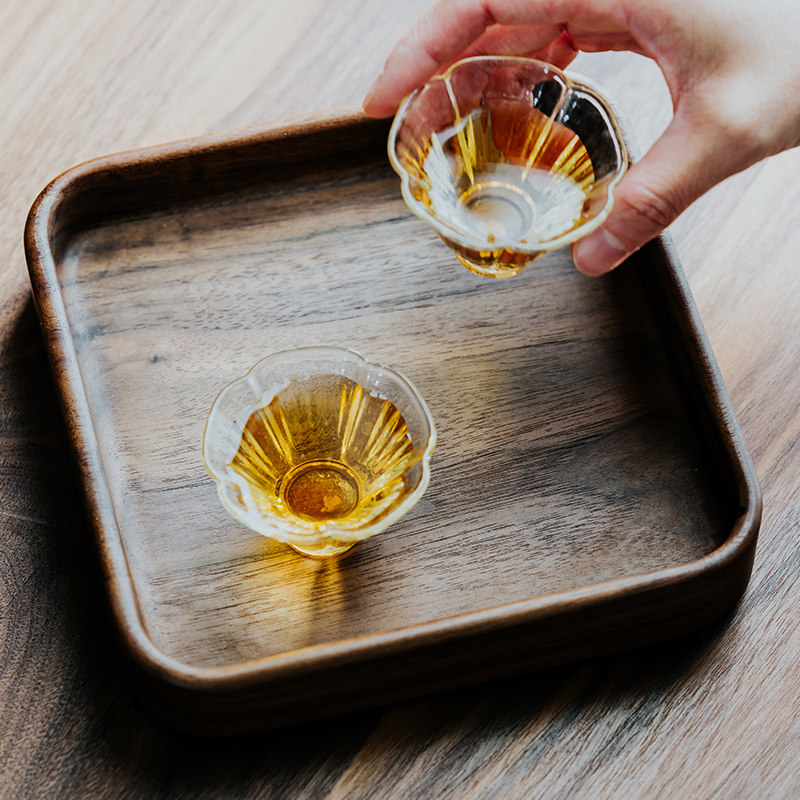 托盘长方形黑胡桃木质日式托盘家用干果零食盘果盘茶点盘实木托盘