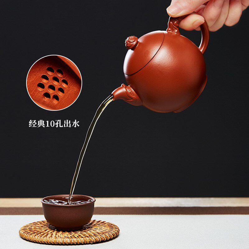 宜兴纯手工龙蛋紫砂壶原矿大红袍龙旦泡茶壶单壶名家正宗紫沙茶具